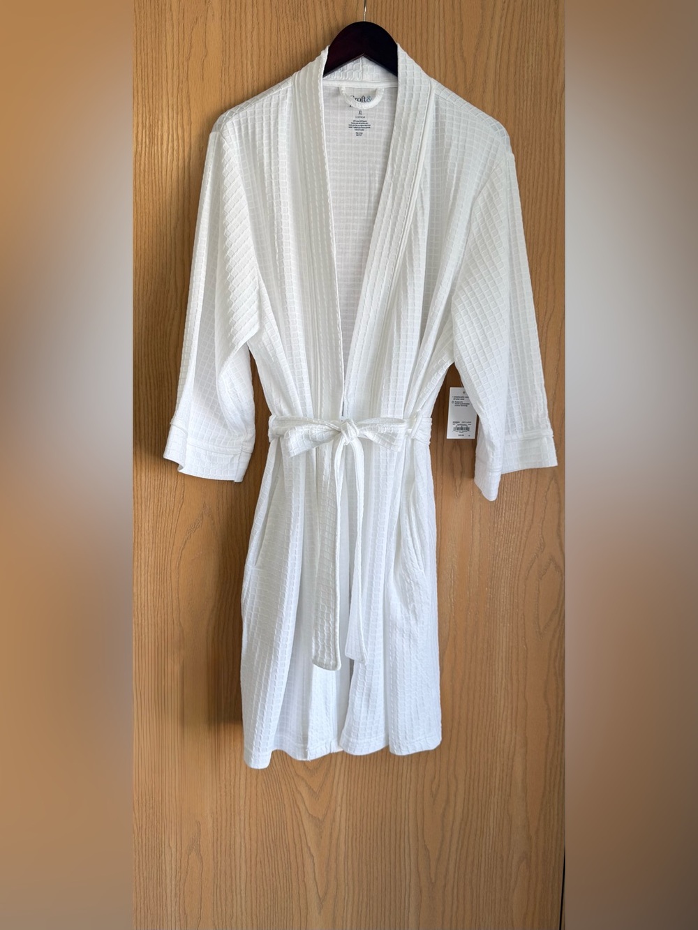 Croft & Barrow | Women’s XL | White Waffle Short Robe Lightweight Pockets | NWT